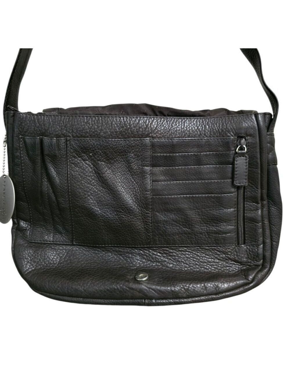 Kenneth Cole Black Genuine Leather Saddlebag Crossbody Purse - Picture 4 of 15